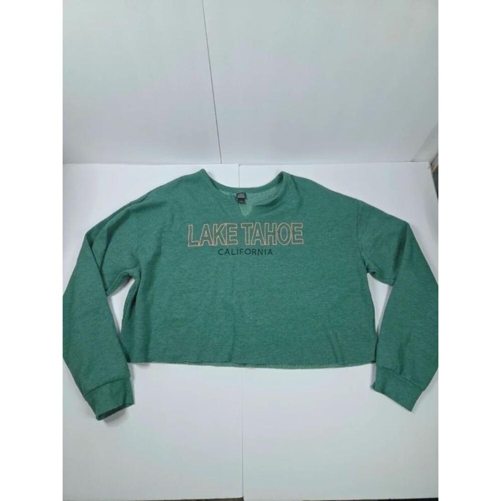 Wild Fable Green California Lake Tahoe Cropped Sweater Large